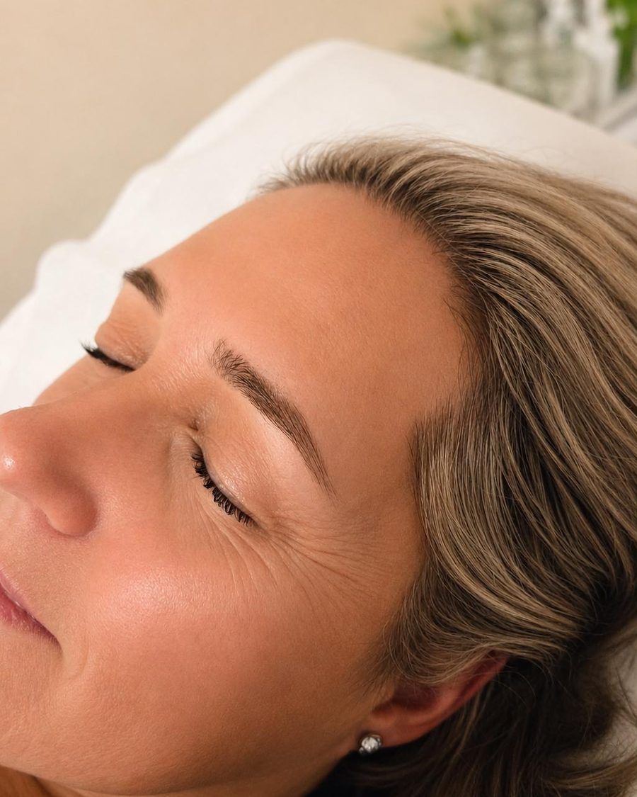 Brow treatment in progress
